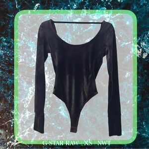 G-Star Raw | Long Sleeve Black Velour Bodysuit | NWT | x-small